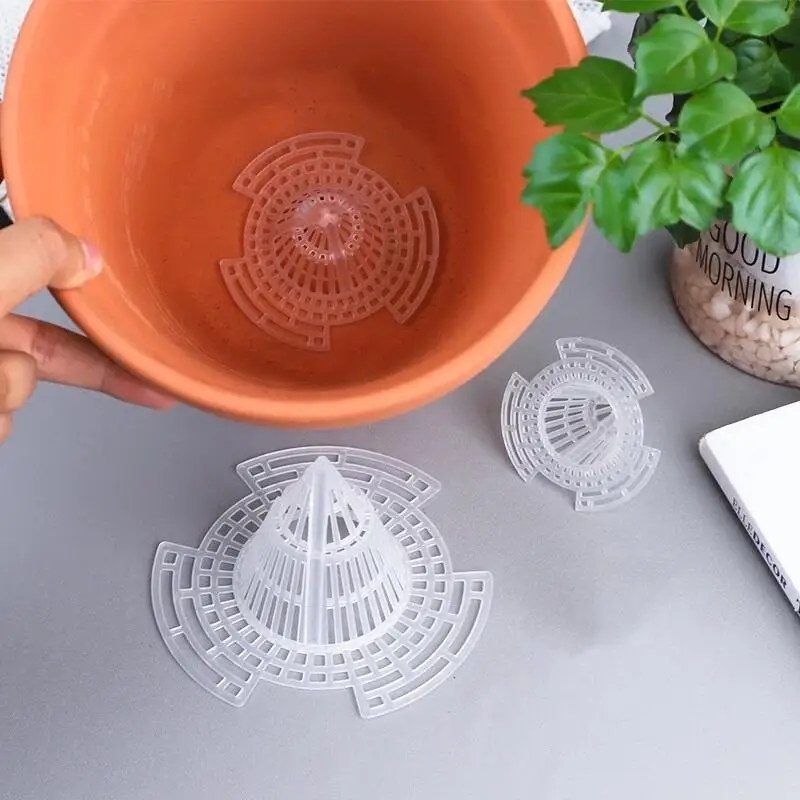 Flowerpot Gasket 10pcs Leakproof Flower Pot Hole Mesh Cup Conical Bonsai Pot Bottom Net Coniform Grid Mat Anti-Rot Root Filter Cover Hole Pad