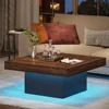 Coffee Table Square LED Coffee Table Engineered Wood Low Coffee Table 6
