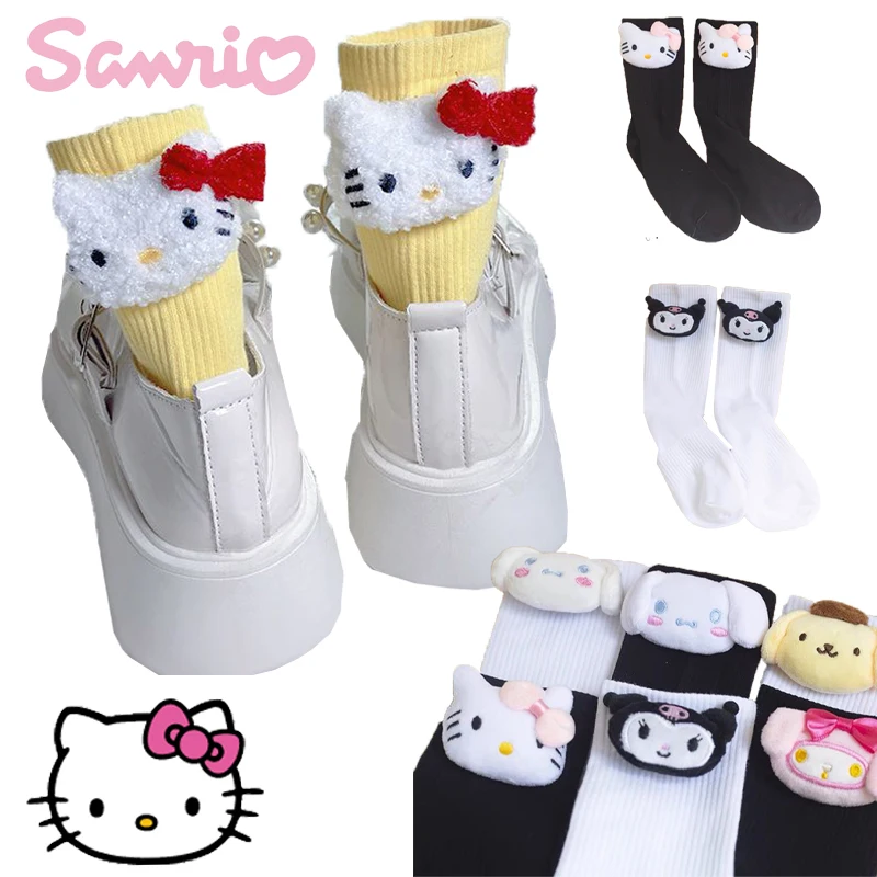

Hello Kitty Sanrio Kuromi Cinnamoroll Student Stocking My Melody Children Autumn Cotton Sports Socks Plush Socks Christmas Gift