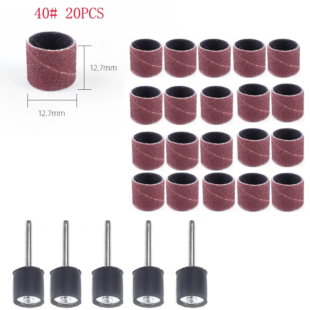 

25pcs/set 40-320 Grit Sanding Drums Kit 1/2 Inch Sand Mandrels Fit For Metal Wood Nail Drill Rotary Polishing Abrasive Tools