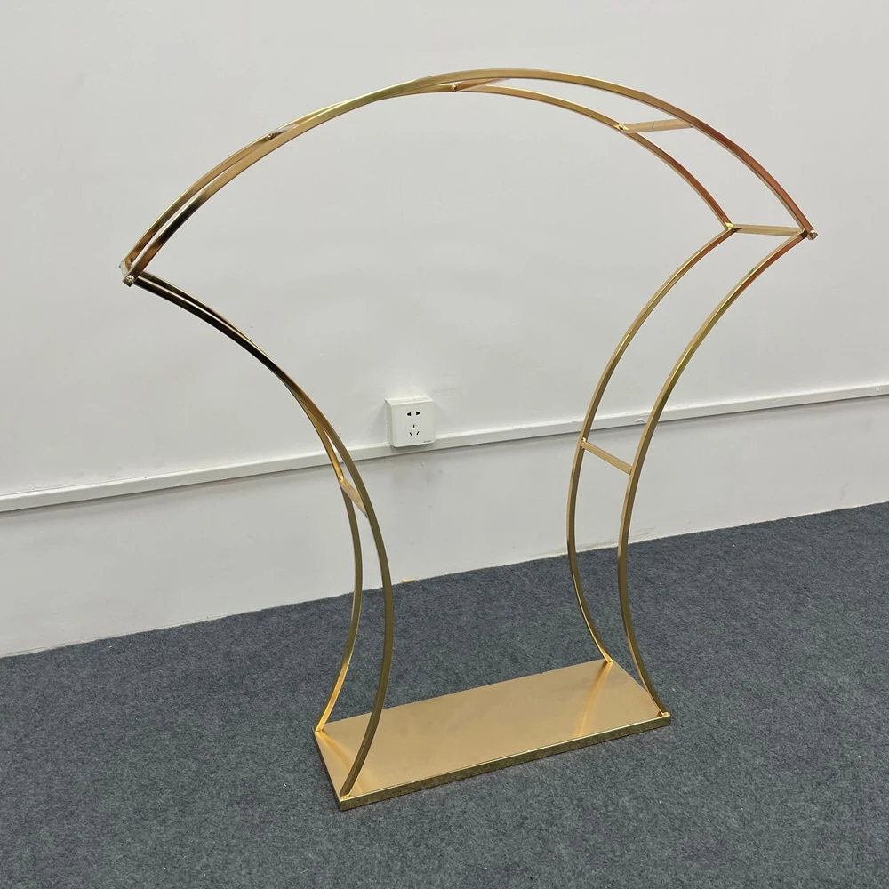 Gold 38 in Curvy Metal Flower Arch Display Stand Table Centerpiece