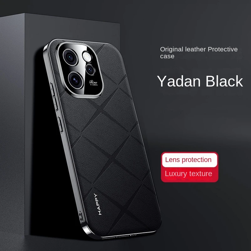 Luxury Leather Plating Frame Phone Case with Camera Protection and Shockproof Bumper