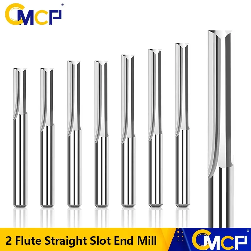 

CMCP Milling Cutter 6mm Shank 2pcs 22mm 28mm 2 Flute Straight Slot End Mill CNC Machine Router Bit CNC Tool Cutter