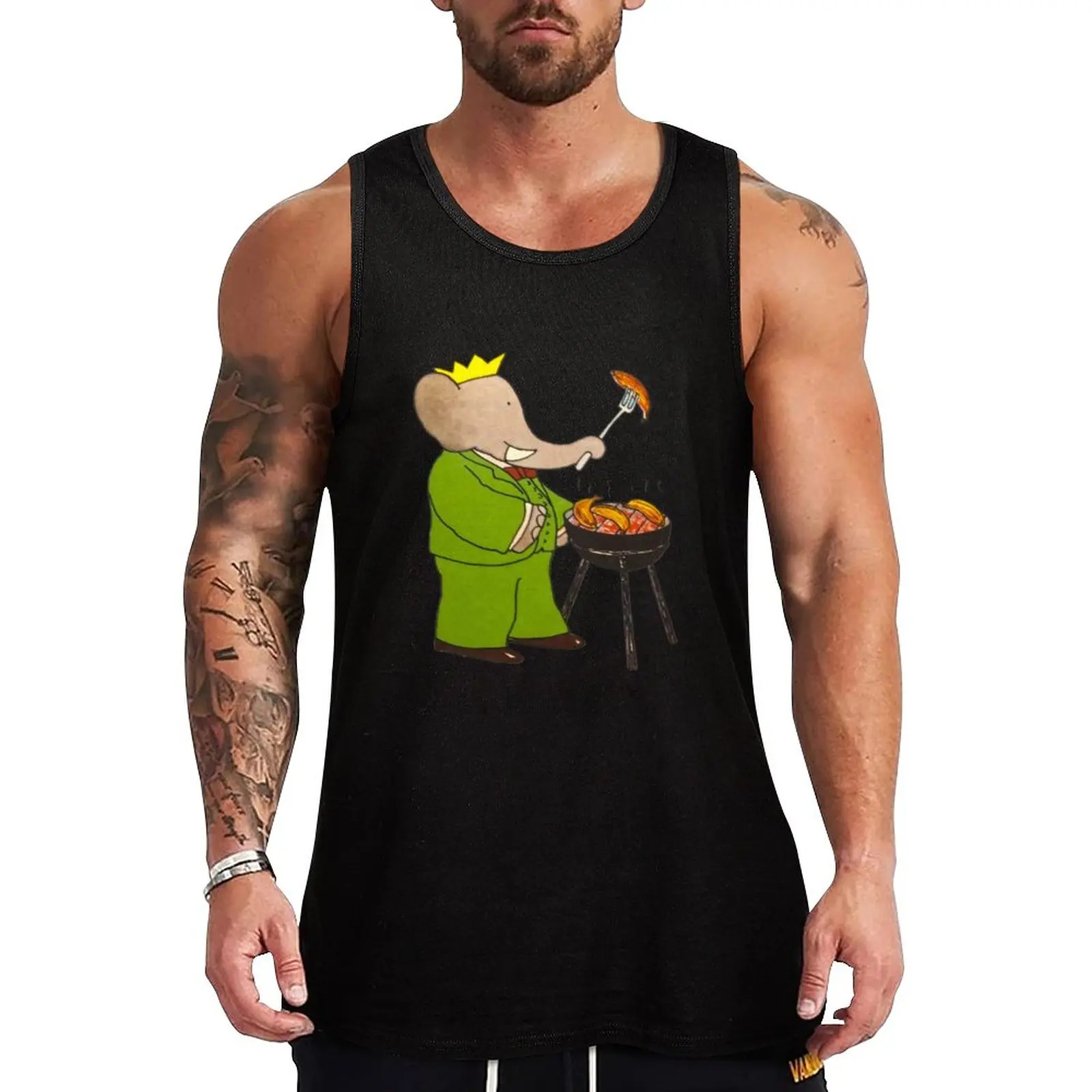 

New Babar bbq Tank Top Japanese t-shirt gym t shirt men