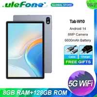 Ulefone Tab W10,8Гб + 128ГБ,Android 14 Tablet,6600 мАч, 8 МП,10.1" FHD+,4G Tablet,Unisoc T606 Widevine L1,Global Version 1