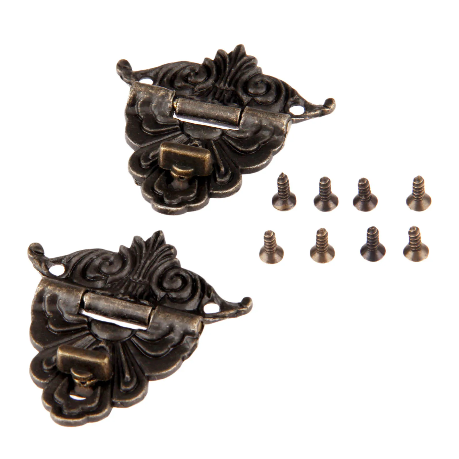 4Pcs Antique Bronze Hasp Latch Jewelry Wooden Box Lock Mini Cabinet Buckle Case Locks With Screws Funiture Fittings 45*48mm