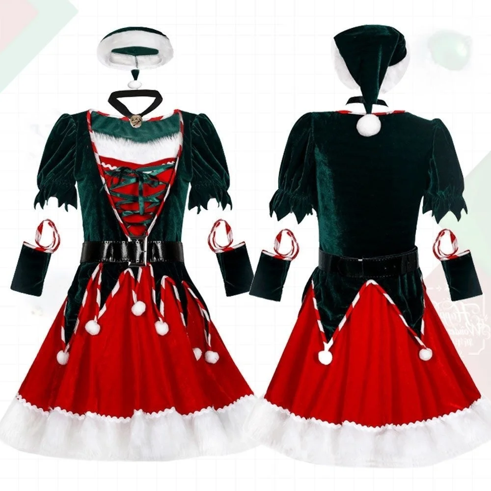 Plus Size S-XXL Sexy Deluxe Ladies Velvet Christmas Dress Sexy Cute Santa Claus Costume Mrs Christmas Party Fancy Dress