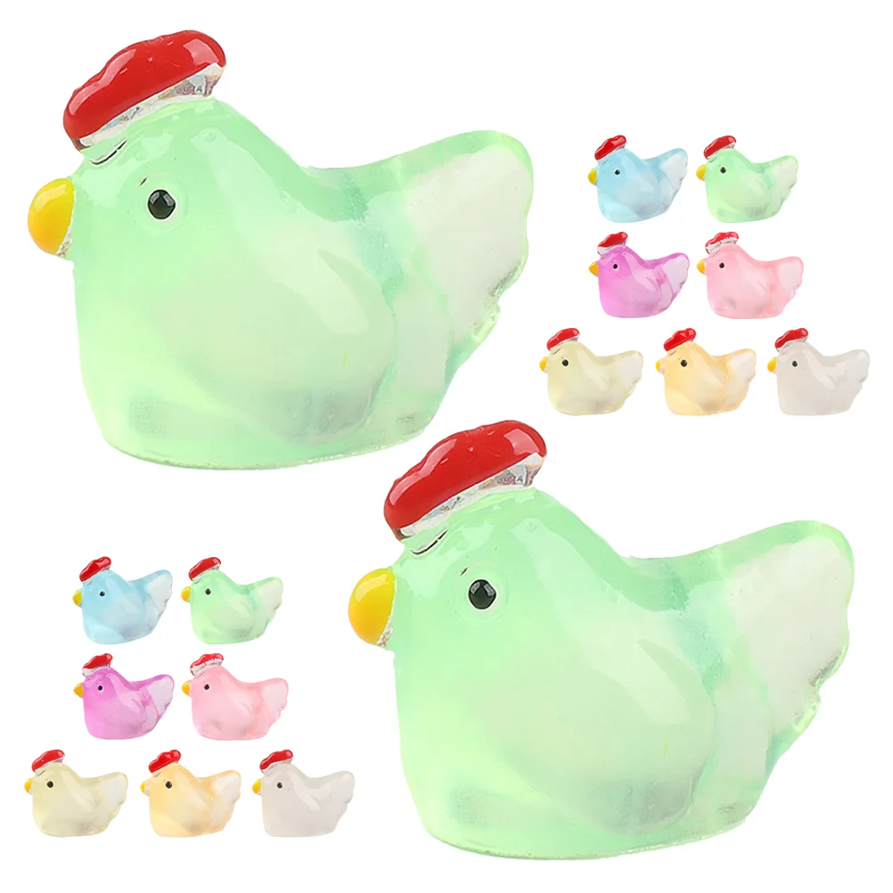 

Easter Mini Resin Chicken 56Pcs Luminous Miniature Chickens Figurines Glow The Dark Tiny Chicken Hen Micro Fairy Garden