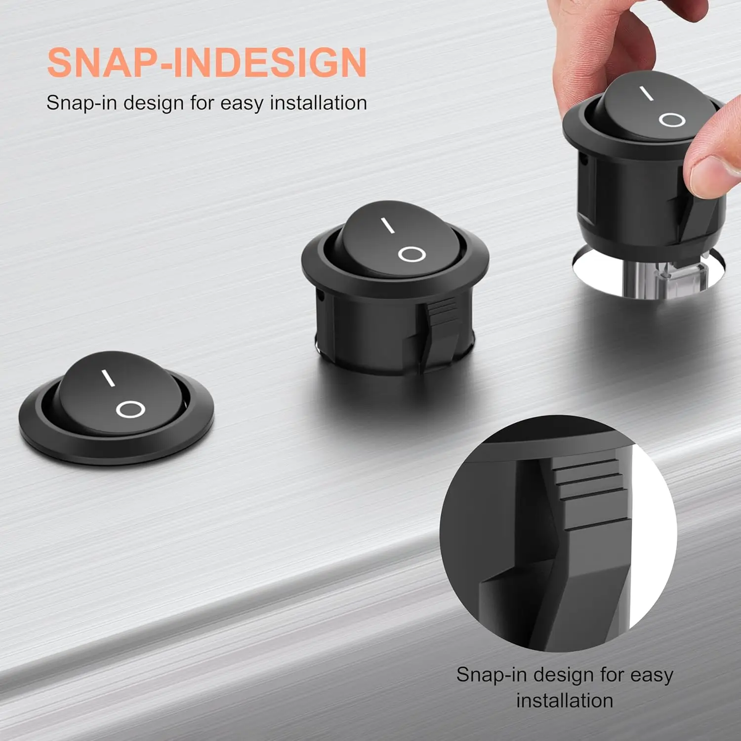 Mini Round Rocker Switch 5/10pcs 15mm Spst Open/Off 12V Dc Power Supply Easy to Install Durable Nylon and Terminal
