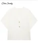 Fashion Knitted Vest Top for Women Short Sleeve V-neck Buttons Loose White Waistcoat Cardigan Female 2024 Autumn New in Outwears 4