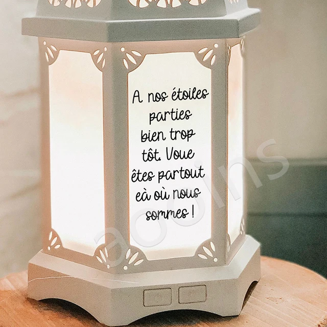 Autocollant en vinyle lanterne française, décalcomanies décédées pour mariage, décoration de pensée, autocollants de mort, décor de lanterne commémorative 2