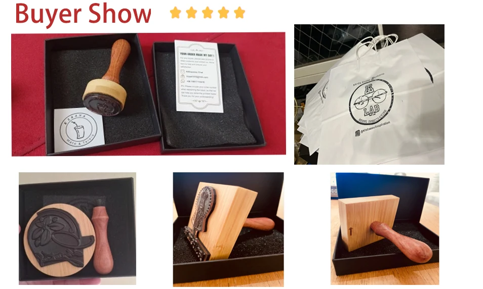 Description Picture 2 of itemLarge Custom Stamp Logo Rubber Stamp For Business Personalized Stamper self inking Wood Business/Packaging/Wedding Stamp