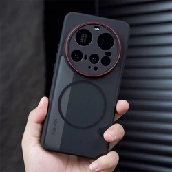 Magnetic Acrylic Matte Transparent Shockproof Bumper Case with MagSafe Compatibility for Xiaomi 15 Ultra (Black)