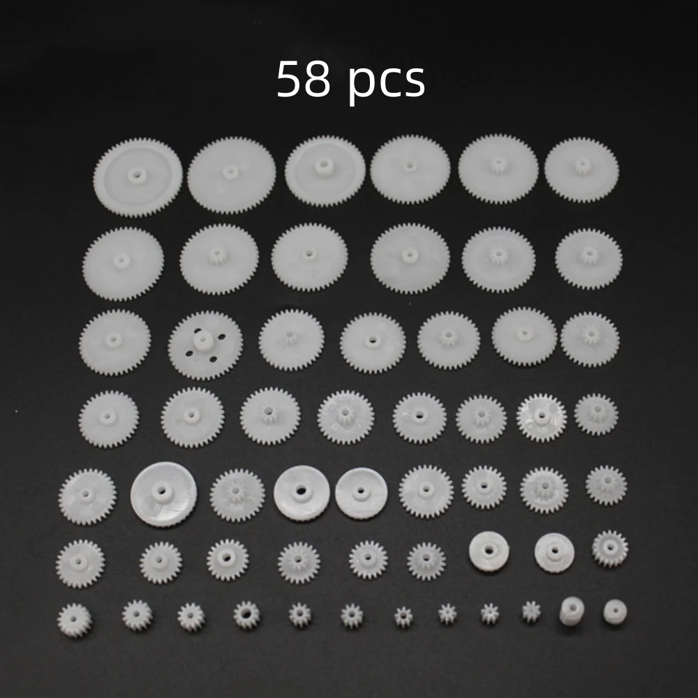 58pcs/bag Plastic Gears Pack 0.5 Module White Micro DC Motor Toys Gears DIY Combination Parts DIY model Mechanical Parts