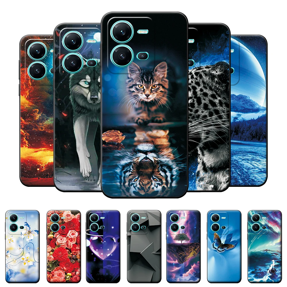 Per Vivo X80 Lite Custodia Cover Cartoon Silicone Soft Tpu Back Case Per Vivo X80 Lite Coque Bumper Fundas Per Vivo X80 Lite Shell
