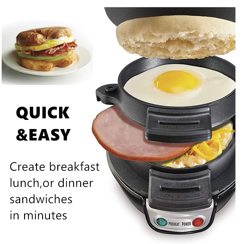Household Breakfast Machine Electric Burger Sandwich Maker Non Stick Bread Toaster Grill Baking Pancake Egg Cooker Waffle Maker 4