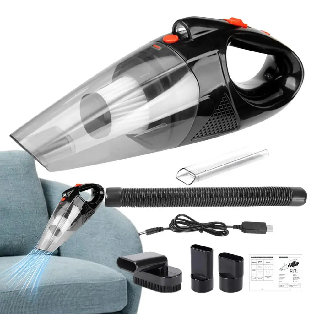 Car portable vacuum cleaner, wired, 120 watt strong suction, air dust collector, mattress cleaning machine with LED lights.