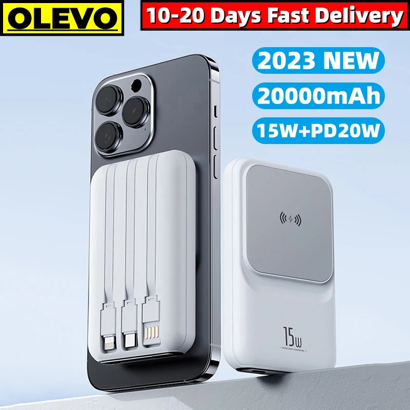 

2023 New Macsafe Powerbank 20000mAh External Auxiliary Battery Pack For iPhone Samsung Xiaomi 15W Magnetic Wireless Fast Charger