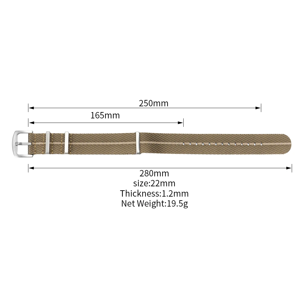 Enhanced Premium Ribbed Nylon Watch Band - Army Green Sport Fabric Bracelet