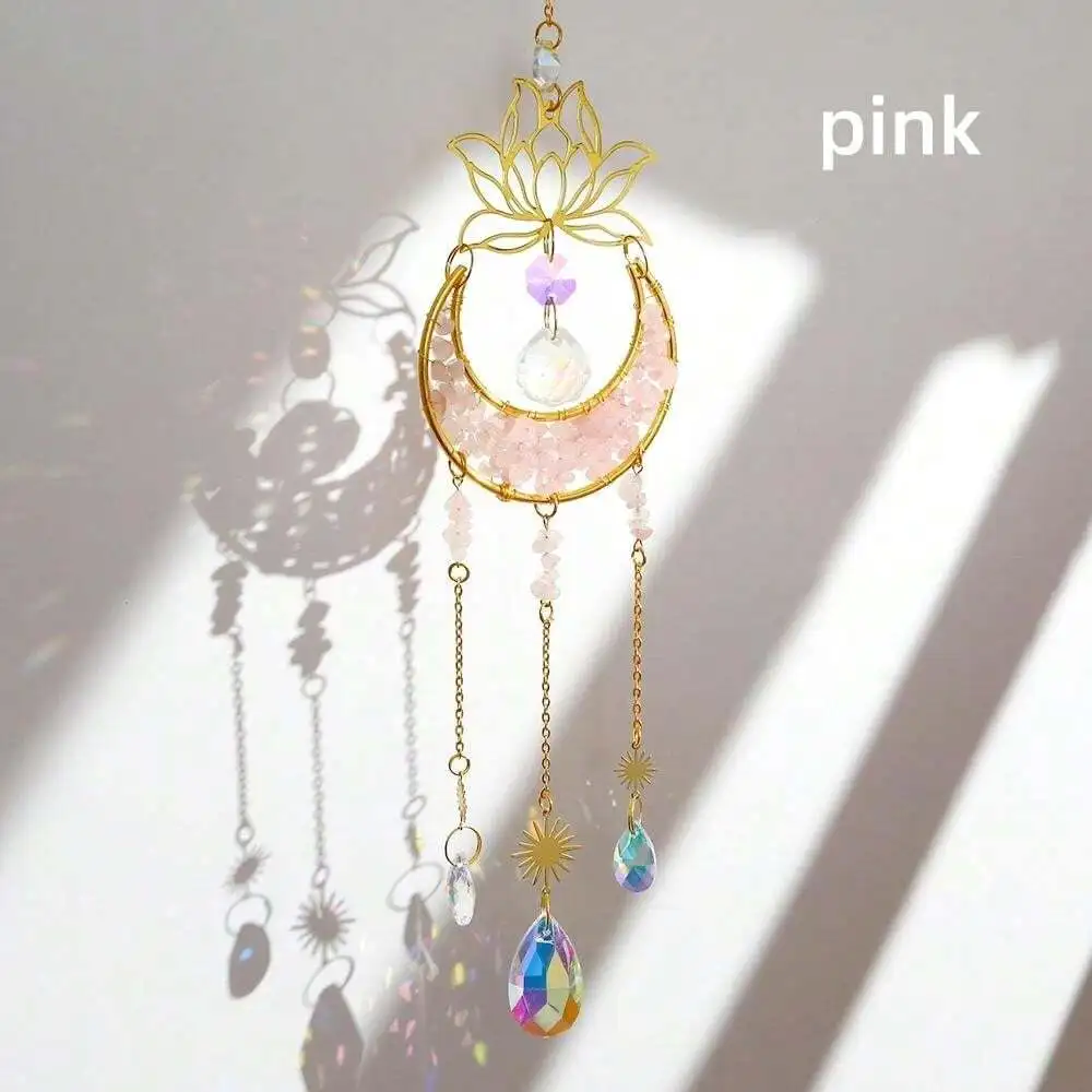 Sun Catcher Crystal Pendant Sun Catchers Window Ornament 1pc colored crystal Moon Catcher garden decoration window hanging suitable for weddings and home embellishments