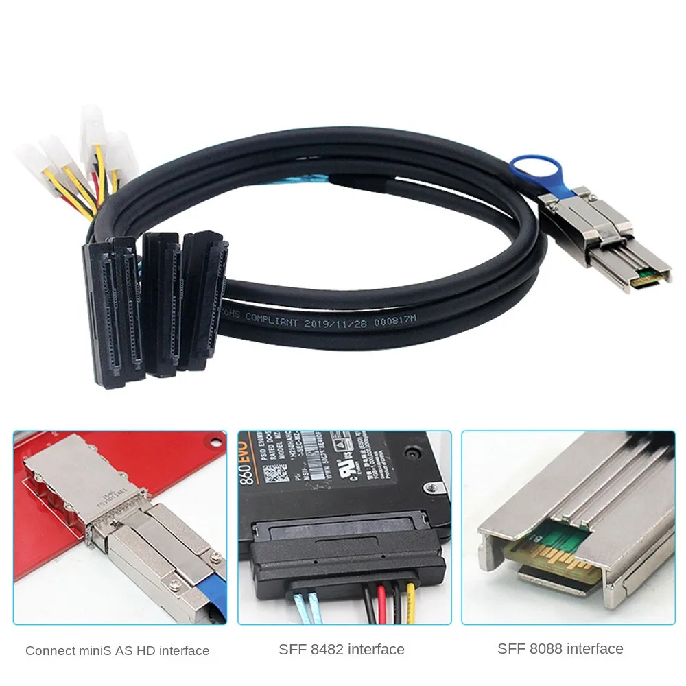 

Mini SAS 26Pin SFF 8088 до 4 SFF 8482 SAS 29Pin SAS кабель с большим 4-контактным кабелем питания 0,5 м 1 м 2 м 3 м