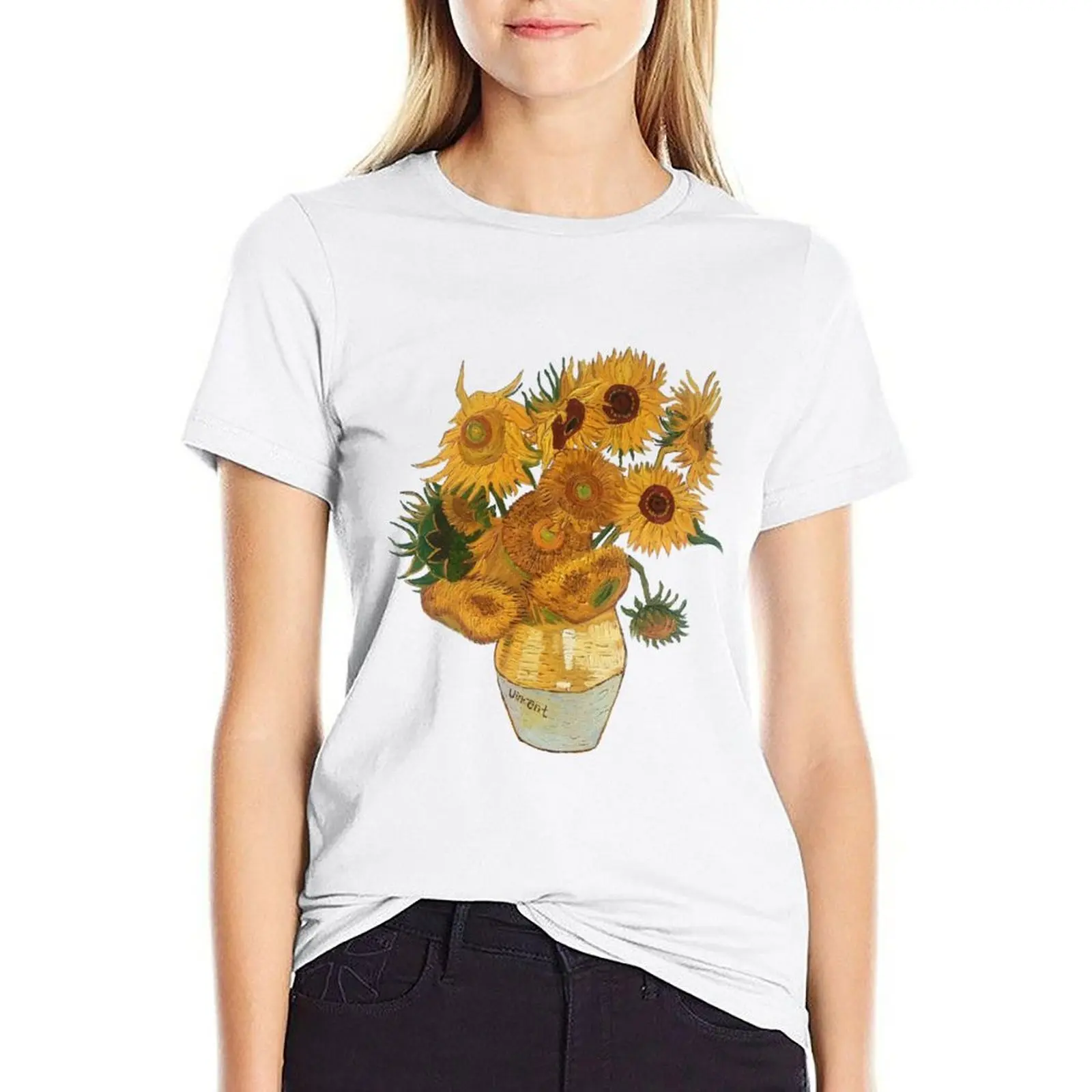 Van Gogh Girasoli T-Shirt T-Shirt Bianche Per Le Donne Vestiti Primaverili Donna 2024 T-Shirt Dress Women