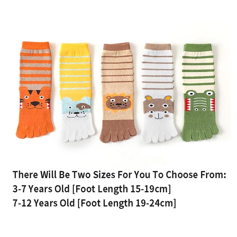 

2022 New Cotton Five-finger Socks Children's Cartoon Long Tube Socks Comfortable Cotton Sweat-absorbing Healthy Socks