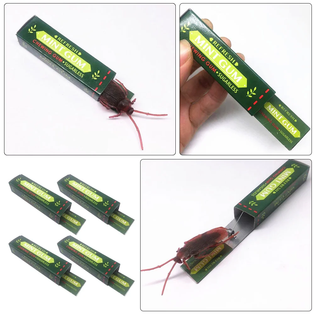 4 Pcs Simulation Gum Prank Toy Cockroach Props Trick Novelty Practical Fool S Day Chewing Gum Toy Scary Insect Model