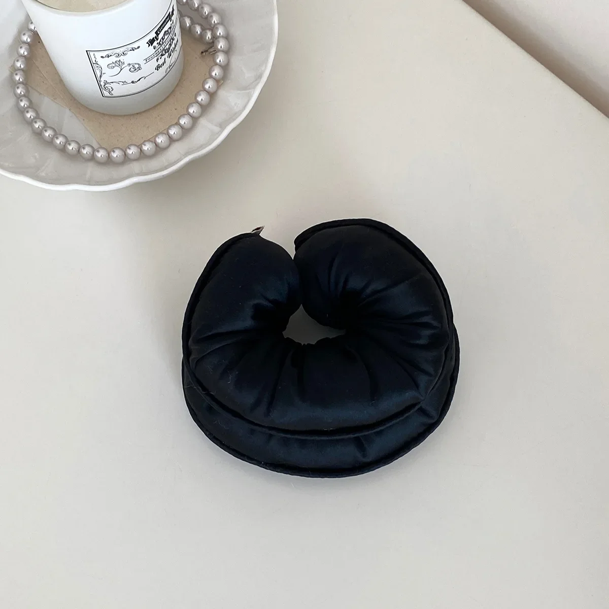 Schwamm Schlaf elastische Pferdeschwanzhalter Haargummis für Frauen Haarschmuck Mädchen weiche feste Satin gefüllte Baumwolle große Bänder – Detail 10