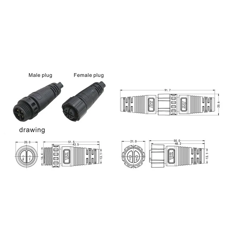 Automation equipment waterproof connector Cable wire fixed plug male and female