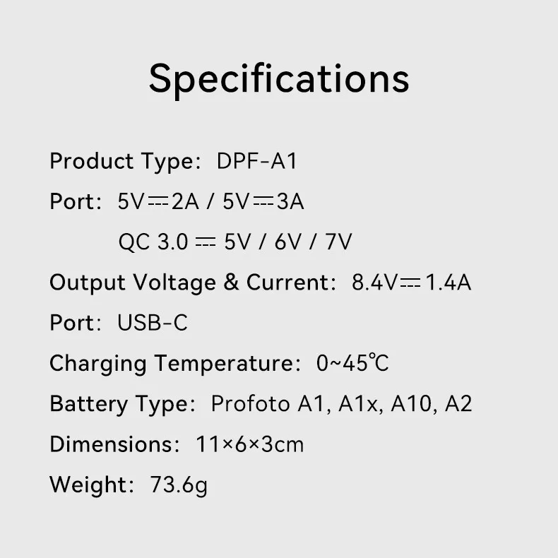 IWATA DPF-A1 USB-C Battery Charger Portable Lightweight Safe Charging for A1 A1x