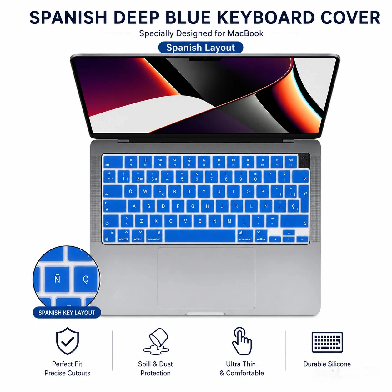 Spanish Silicone Keyboard Cover - Durable, High-Quality Protection