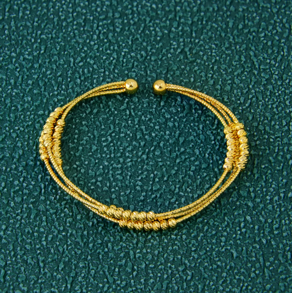 Nigeria Hochzeit Schmuck Armband 21k vergoldet muslimische mehrschichtige Perlen Öffnung Armreifen Dubai Frauen Braut Vintage Schmuck – Detail 10