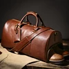 LUOKIR High Quality Men's Travel Bag Genuine Leather Luxury Luggage Bag Women's Weekend Duffle Bag Vintage Business Handbag 1