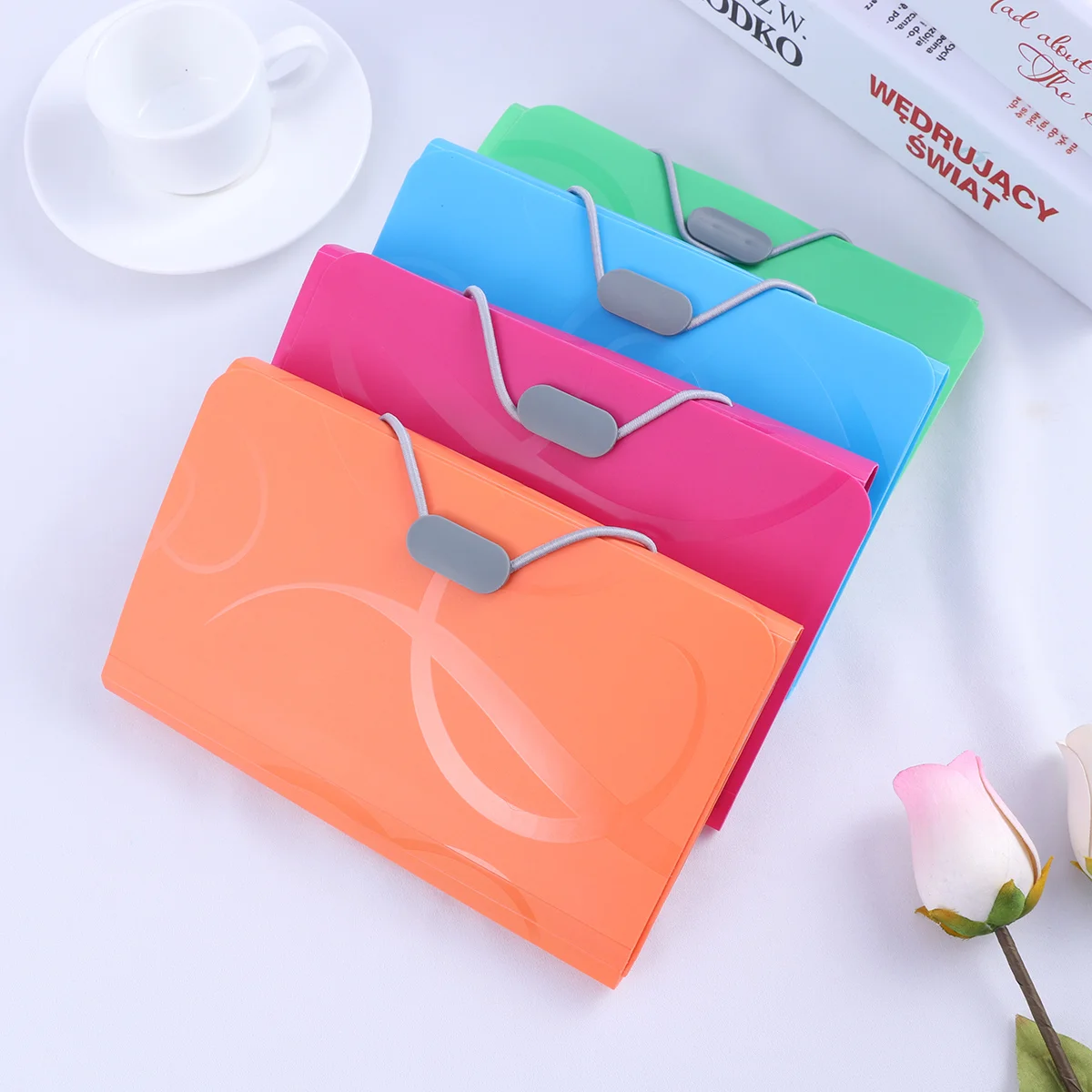 

4pcs Expanding File Folder Accordin File Organizer Portable Multilayer Document Holder for Receipts Coupon Checks Office