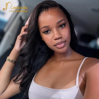 Joedir 32" Long Body Wave 13x1 T Part Lace Front 100% Human Hair Wigs For Women Brazilian Remy Hair Middle Part Wavy Glueless