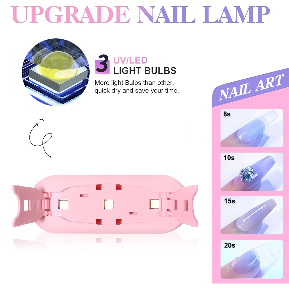 YIKOOLIN Foldable Mouse Light Nail Lamp Machine Mini LED Nail Lamp For Home Salon Tools Professional Nail Phototherapy Nail Lamp 4