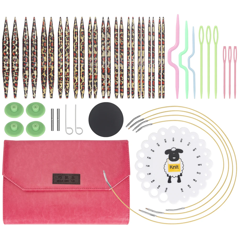 24 Pieces Aluminum Circular Knitting Needles Set with Storage Case