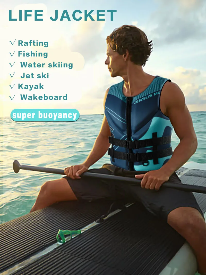 Life Jacket Super Buoyancy Neoprene Life Jacket for Adult Surf Raft Kayak Fishing Jet Ski Water Sport Swimming Rescue Life Vest