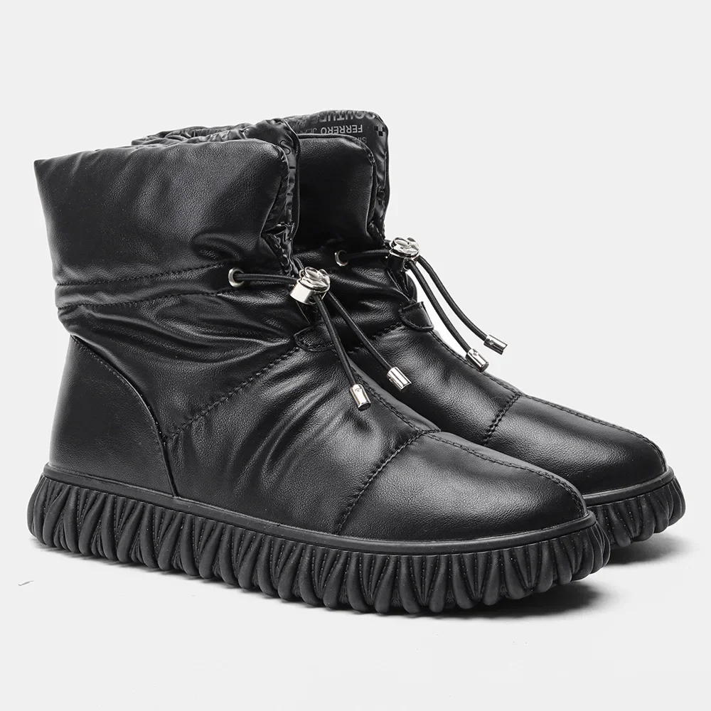 

Новые женские ботинки из натуральной кожи, мягкие ботинки из плюша и хлопка, женские зимние ботинки, водонепроницаемые ботинки для снега, ботинки для хлеба