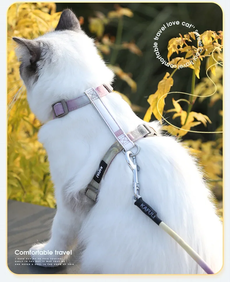 Cat Harness Set Adjustable Escape Proof Pet Harness for Kitten Outdoor Walking Cat Collar Lead Leash Pet Supplies 4