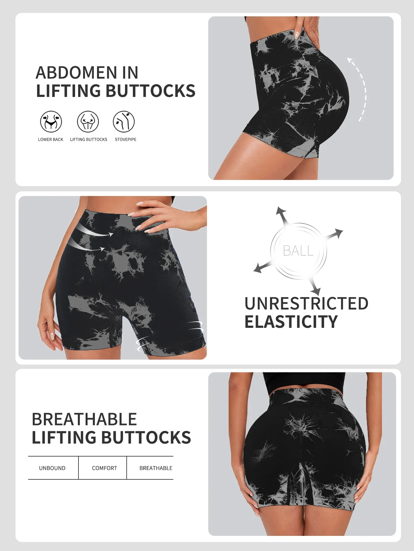 Sports Shorts Women Tie Dye Seamless Yoga Fitness High Waist Hip Elevation
