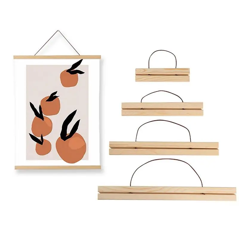 

Children Art Photo Frame Solid Wood Magnet Picture Clip Wood Canvas Works Poster Frame Magnetic Hanging Picture Frame Set