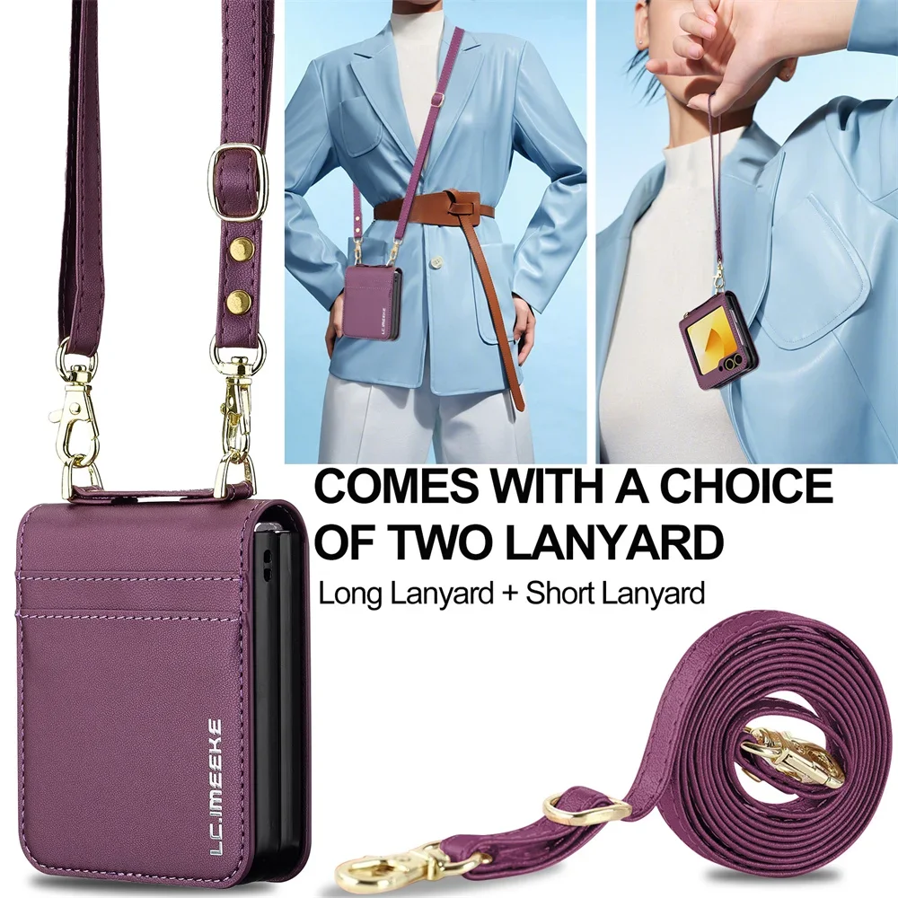 Crossbody Wallet Case with Card Holder and Hand Strap - Leather Cover