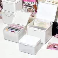 White Kpop Photocard Storage Box Idol Cards Photos Collection Box Jewelry Container ID Card Organizer Desktop Supplies 1