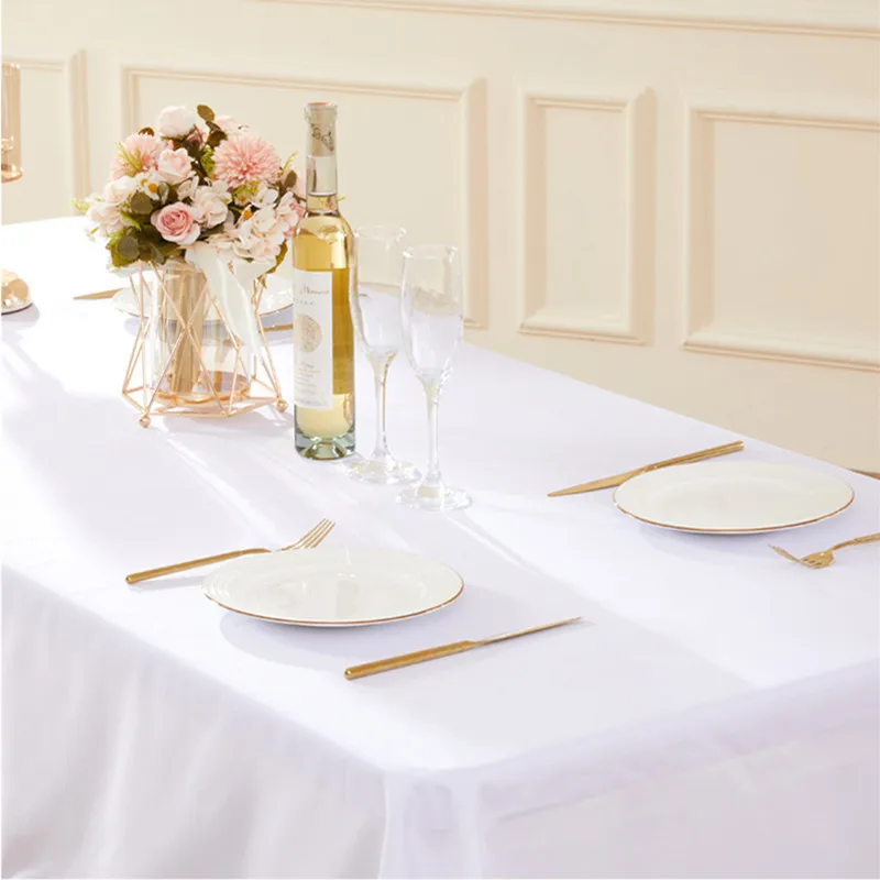 6FT White Tablecloth Coffee Table High-grade Waterproof and Oil-proof Hotel Wedding Birthday Party Rectangular Non-slip Cloth