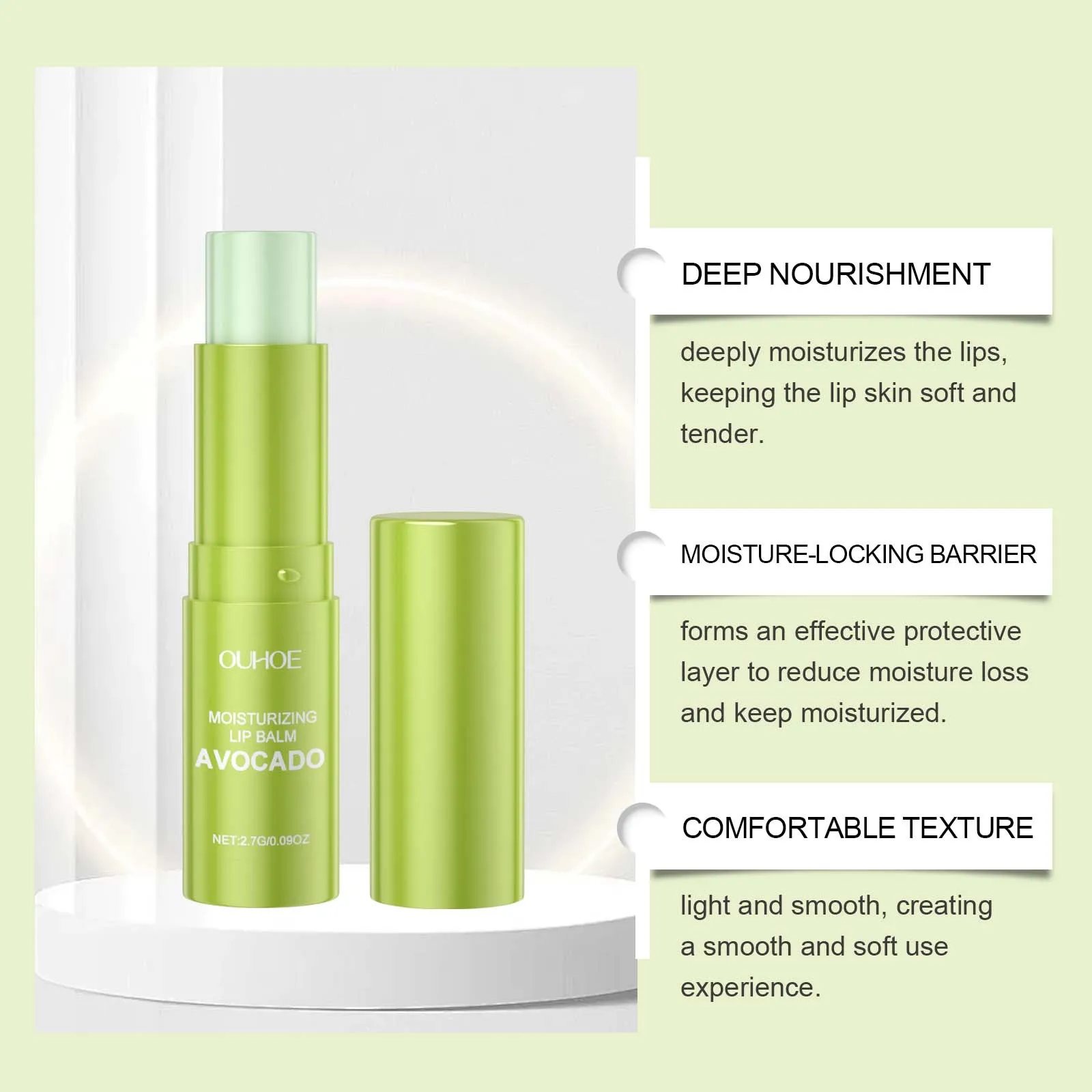 OUHOE Avocado Lip Balm Moisturizing Exfoliating Softening Dead Skin Lip Balm Smooth Lips Keep Lip Skin Soft and Delicate 5