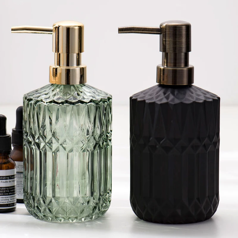 

390ML Luxury Glass Liquid Soap Dispenser Nordic Household Lotion Shampoo Shower Gel Press Bottle Portable Bathroom Accessories