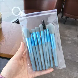 Deluxe Makeup Brush Set: 8 - Piece Portable Beauty Tools Collection (Blue)
