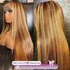 Bone Straight 13x4 Highlight 100% Human Hair Wigs HD Transparent Lace Frontal Wig 13x6 Honey Blonde Brown Pre Plucked For Women 1
